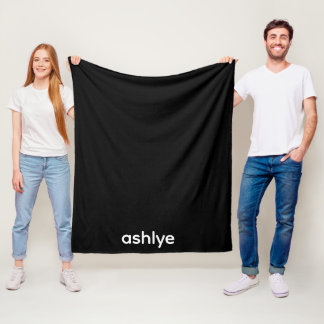 SIMPLE STYLISH CUSTOMIZED NAME BLACK FLEECE BLANKET