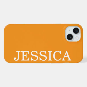 SIMPLE STYLISH CUSTOMIZED NAME MODERN ORANGE iPhone 15 PLUS CASE