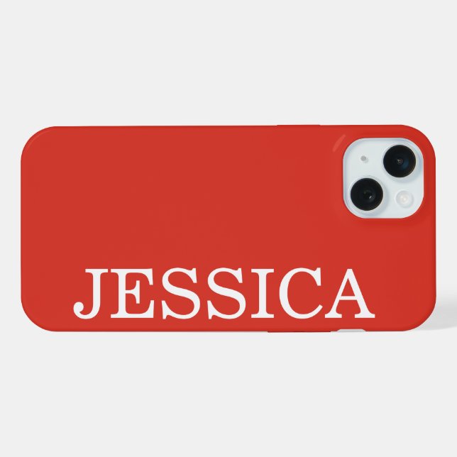 SIMPLE STYLISH CUSTOMIZED NAME MODERN RED iPhone CASE (Back Horizontal)