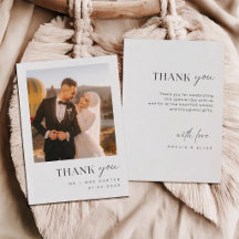 Simple Stylish Elegant Photo Wedding Thank You