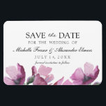 Simple stylish flowers. Wedding Save the Date Magnet<br><div class="desc">Floral pink purple watercolor bouquet save the date.</div>