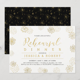Simple Stylish Gold Wedding Rehearsal Dinner Party Invitation