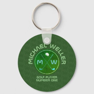 simple stylish golfer logo on green key ring