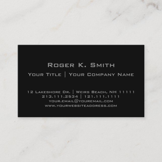 Simple Stylish Grey on Black Customisable Pro Business Card (Front)