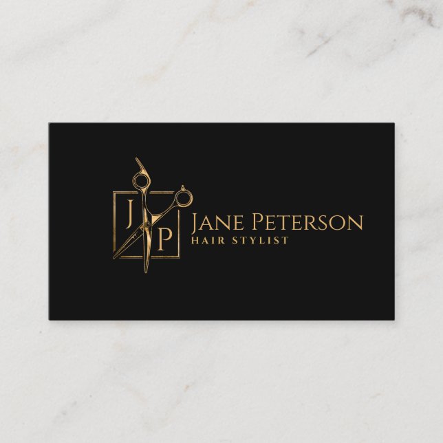 Simple stylish Hairstylist monogram Business Card (Front)
