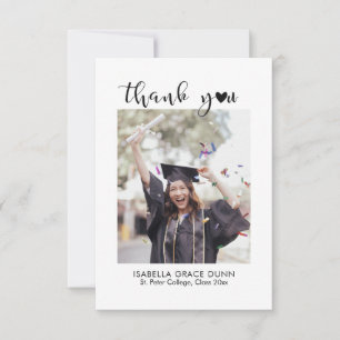 Simple Stylish Heart Calligraphy Script Graduation Thank You Card
