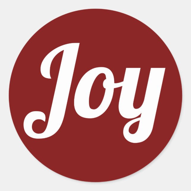 Simple Stylish Minimal Cherry Red Joy Merry Xmas  Classic Round Sticker (Front)