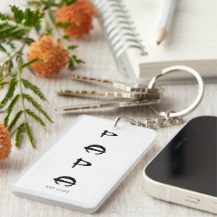 Simple Stylish Minimalist Papa Fathers Day Key Ring