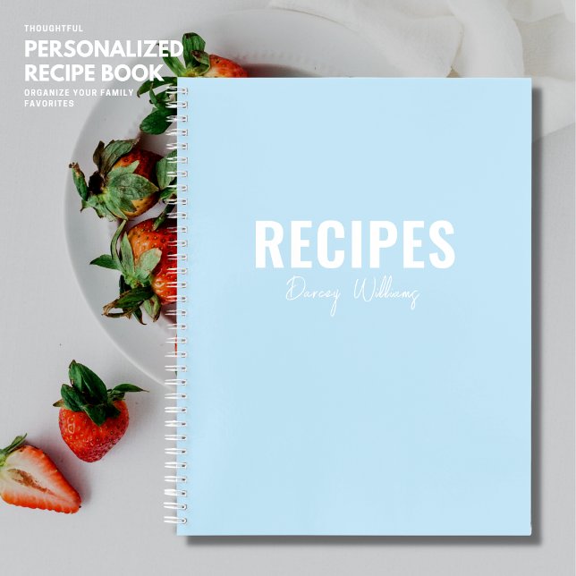 Simple Stylish Modern Blue Minimalist Recipe Book (Creator Uploaded)