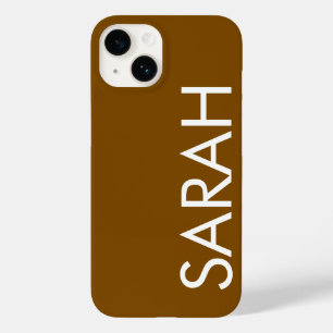 Simple Stylish Modern Classic Name Brown Colour Case-Mate iPhone 14 Case
