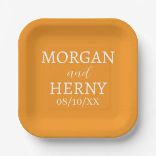 SIMPLE STYLISH MODERN CLASSIC WEDDING NAME PAPER PLATE