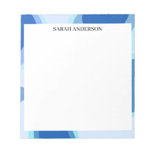 SIMPLE STYLISH MODERN CUSTOM NAME BLUE ABSTRACT NOTEPAD