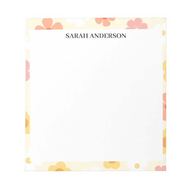 SIMPLE STYLISH MODERN CUSTOM NAME FLOWER ABSTRACT NOTEPAD (Front)