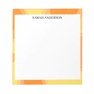 SIMPLE STYLISH MODERN CUSTOM NAME ORANGE ABSTRACT NOTEPAD