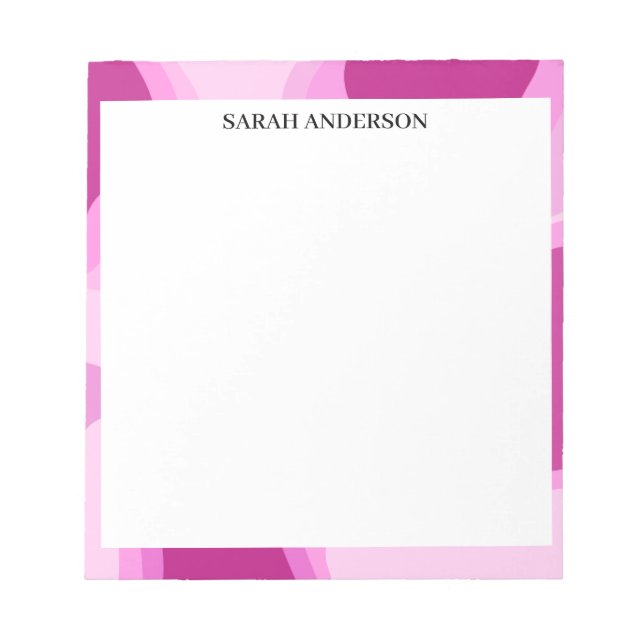 SIMPLE STYLISH MODERN CUSTOM NAME PINK ABSTRACT NOTEPAD (Front)