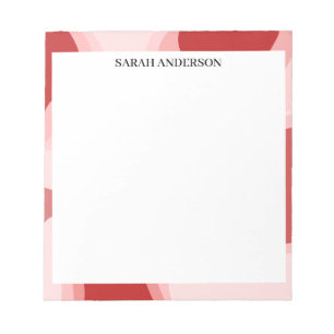 SIMPLE STYLISH MODERN CUSTOM NAME RED ABSTRACT NOTEPAD