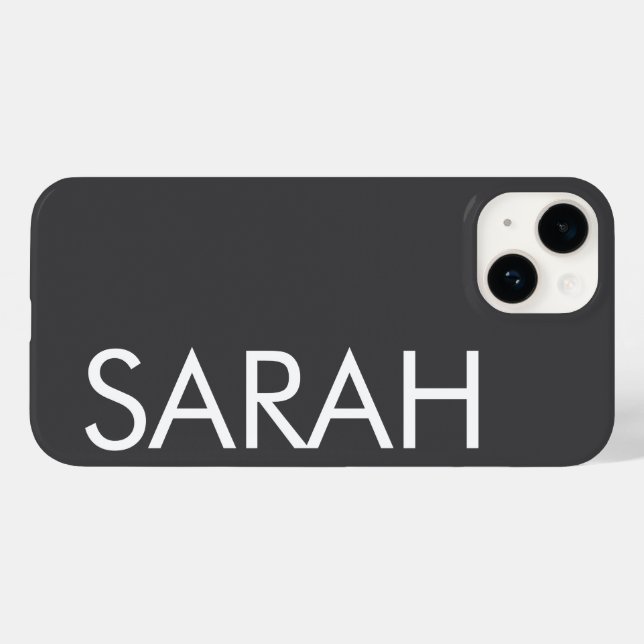 Simple Stylish Modern Customised Name Grey Colour Case-Mate iPhone Case (Back (Horizontal))