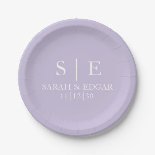 SIMPLE STYLISH MODERN CUSTOMIZED WEDDING LAVENDER PAPER PLATE