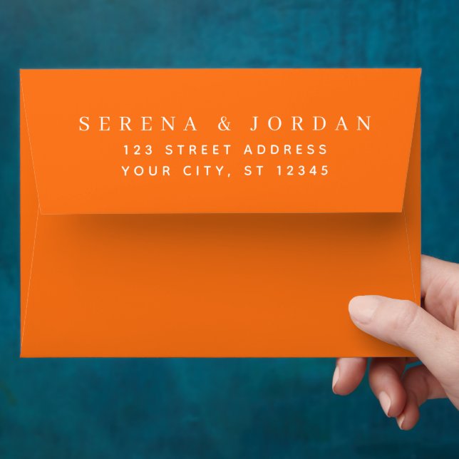 SIMPLE STYLISH MODERN CUSTOMIZED WEDDING ORANGE ENVELOPE (Hand)
