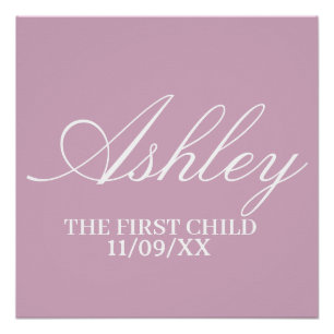SIMPLE STYLISH MODERN ELEGANT FAMILY BABY NAME POSTER