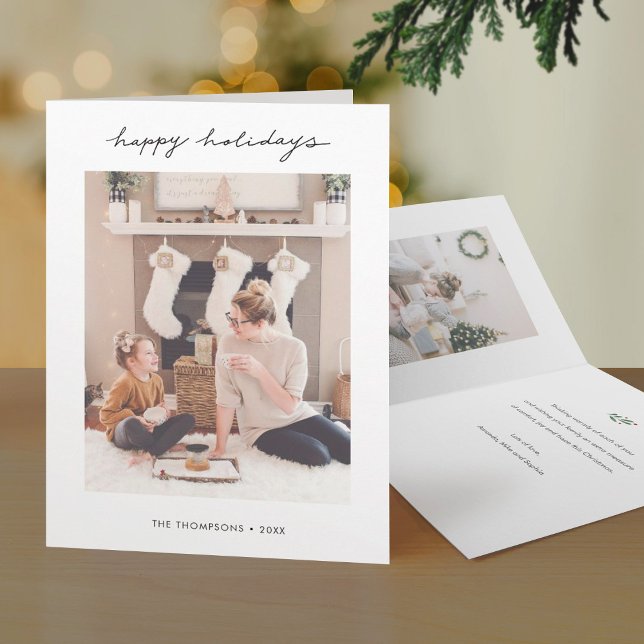 Simple Stylish Modern Folded Photo Holiday Card (Creator Uploaded)