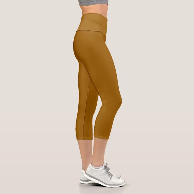 Simple Stylish Modern Minimal Monogram Brown Gym Capri Leggings (Right)
