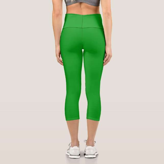 Simple Stylish Modern Minimal Monogram Green Gym Capri Leggings (Back)