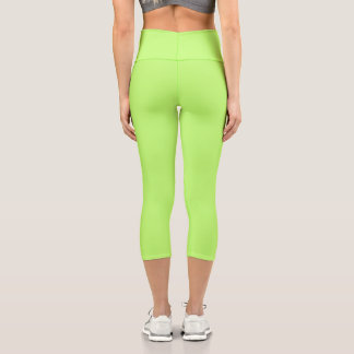 Simple Stylish Modern Minimal Monogram Neon Green Capri Leggings