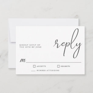 Simple Stylish Modern Minimalist Script RSVP Card