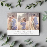 Simple Stylish Modern Multi Photo Wedding Save The Date<br><div class="desc">Simple and stylish three photo collage design wedding save the dates. Share three of your favourite engagement photos with this photo collage wedding save the date card.</div>