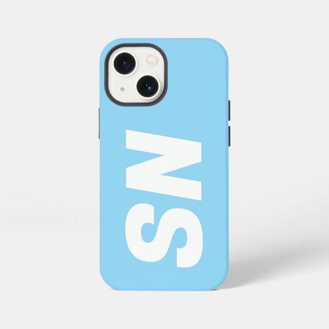 Simple Stylish Modern Name Minimal light Blue  iPhone Case (Back)