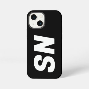 Simple Stylish Modern Name Minimal Monogram Black iPhone 13 Mini Case