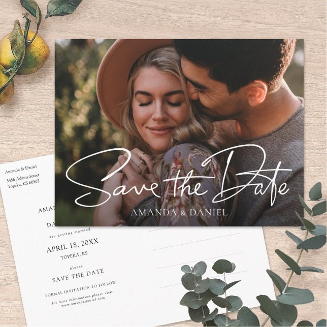 Simple Stylish Modern Personalised Photo Wedding  Invitation Postcard (Creator Uploaded)