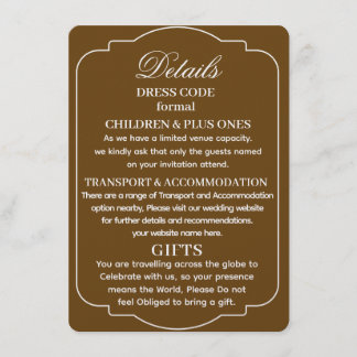 SIMPLE STYLISH MODERN PERSONALIZED WEDDING DETAILS ENCLOSURE CARD