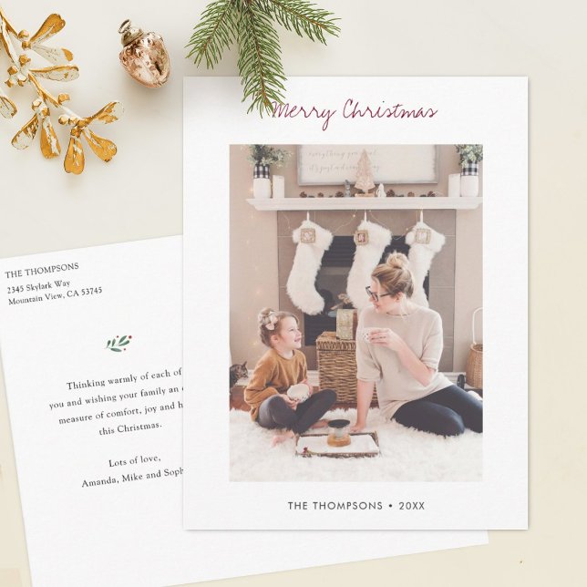 Simple Stylish Modern Photo Christmas Postcard (Creator Uploaded)