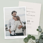 Simple Stylish Modern Photo Wedding Save the Date Invitation<br><div class="desc">This simple, stylish modern photo wedding save the date flat card template features your names, date and wedding locale beneath your photo. You might choose to change the font, punctuation or colour used for various text elements of this design on the front and/or back. For example, you might choose to...</div>