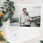 Simple Stylish Modern Photo Wedding Save the Date Invitation Postcard<br><div class="desc">This simple, stylish modern photo wedding save the date postcard template features your names, date and wedding locale in an elegant shade of burgundy beneath your photo. You might choose to change the font, punctuation or colour used for various text elements of this design on the front and/or back. For...</div>