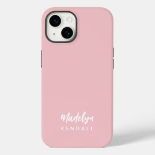 Simple Stylish Modern Script Name Solid Pink Case-Mate iPhone 14 Case