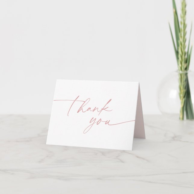Simple stylish modern script pink bridal shower  thank you card (Front)