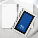 Simple Stylish Monogram Colour Block Blue Planner<br><div class="desc">This colourful planner design has classic design elements of a bold contrasting colour block geometric rectangular frame in vivid blue and black over an off-white background. A text template is included with monogram initials and name to personalise as you like. This look is stylish and sophisticated, yet simple and modern...</div>