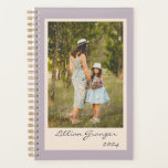 Simple Stylish Muted Lilac Personalised Photo 2024 Planner<br><div class="desc">Plan your days,  weeks,  and months with this simple and stylish undated desert muted lilac planner featuring your favourite photo and personalised with your name. Great gift idea.</div>