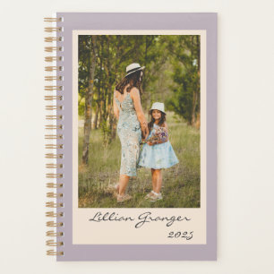 Simple Stylish Muted Lilac Personalised Photo 2025 Planner