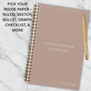 Simple Stylish Overthinking Storage List Name Rose Notebook