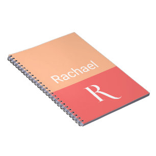 Simple Stylish Peach Monogram Name Notebook