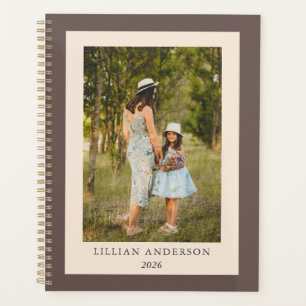 Simple Stylish Personalised Photo 2022 Brown Planner