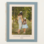 Simple Stylish Personalised Photo Blue Planner<br><div class="desc">Plan your days,  weeks,  and months with this simple and stylish undated dusty blue planner featuring your favourite photo and personalised with your name. Great gift idea.</div>