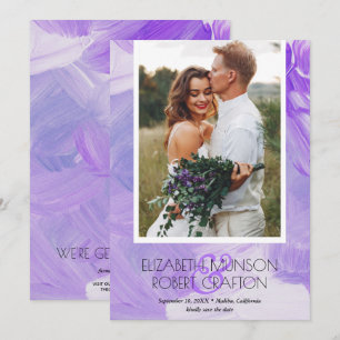 Simple Stylish Photo Wedding Purple Save The Date