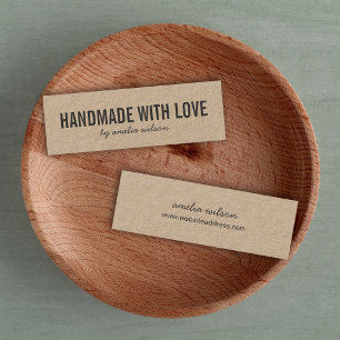 Simple Stylish Rustic Handmade with Love Kraft Mini Business Card