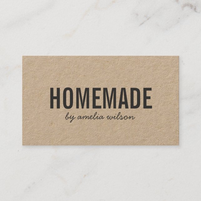 Simple Stylish Rustic Homemade Kraft Business Card (Front)