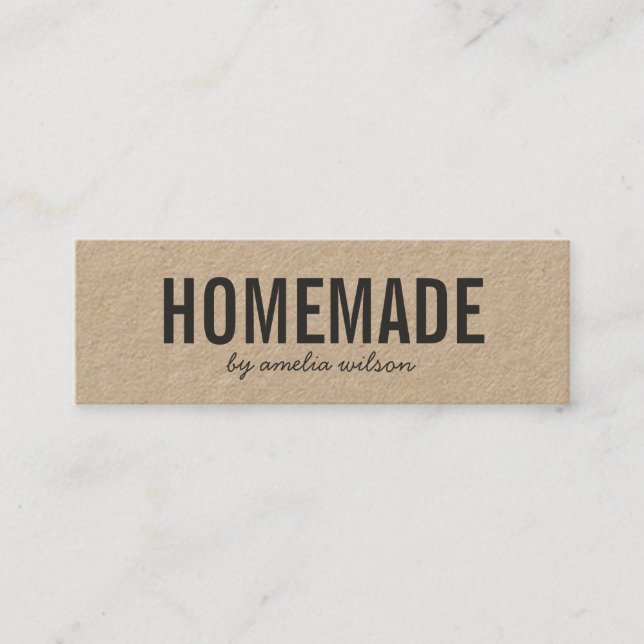 Simple Stylish Rustic Homemade Kraft Mini Business Card (Front)